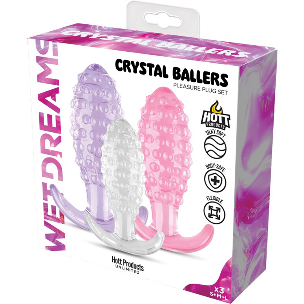 Wet Dreams Crystal Ballers Tri-Color Textured Tushy Trainer Kit 3pk