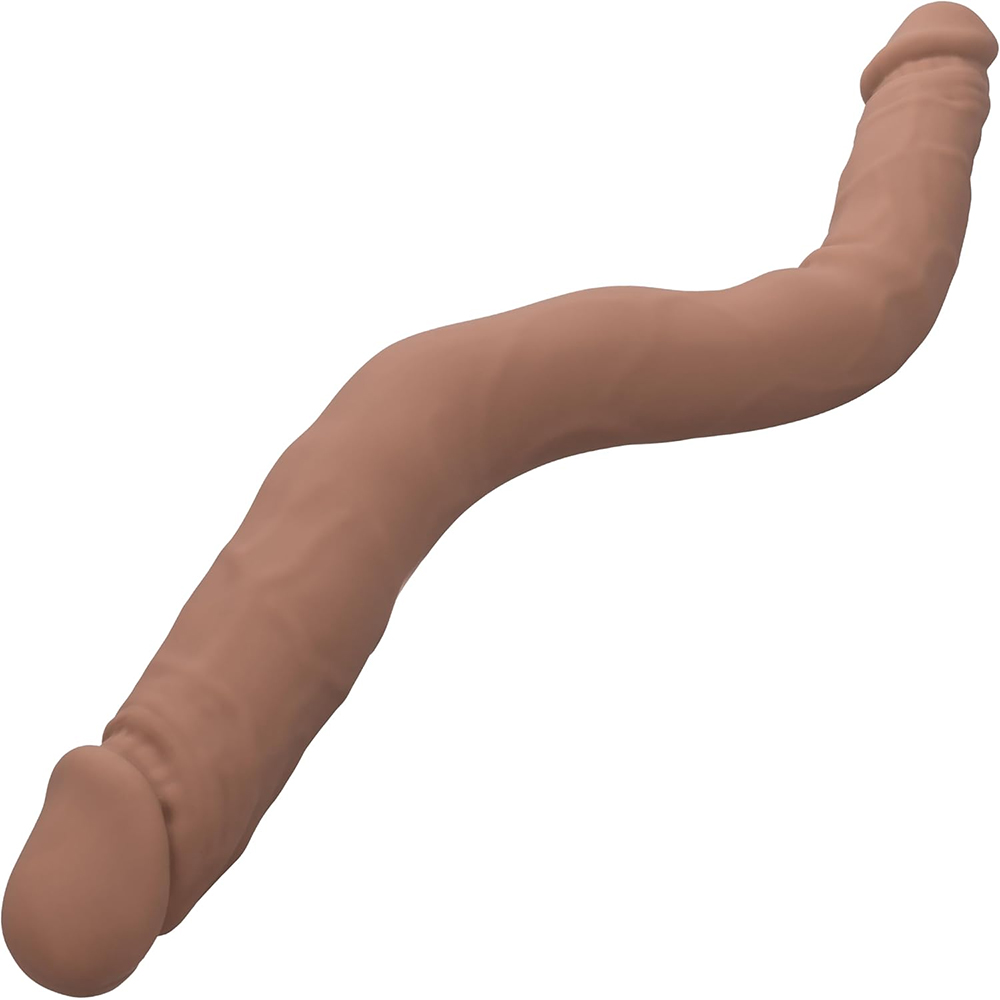 Silicone Studs Bend And Hold Dual Dong 12" Brown