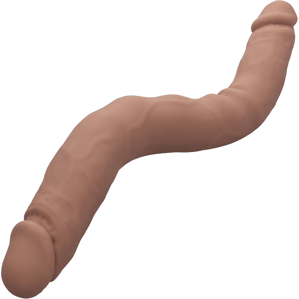 Silicone Studs Bend And Hold Dual Dong 16" Brown