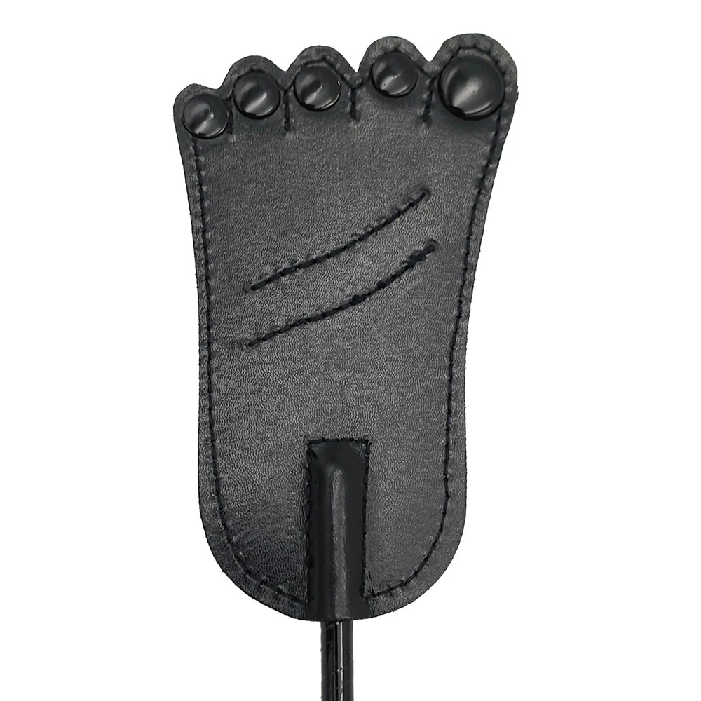 Rouge Leather Foot Riding Crop Black