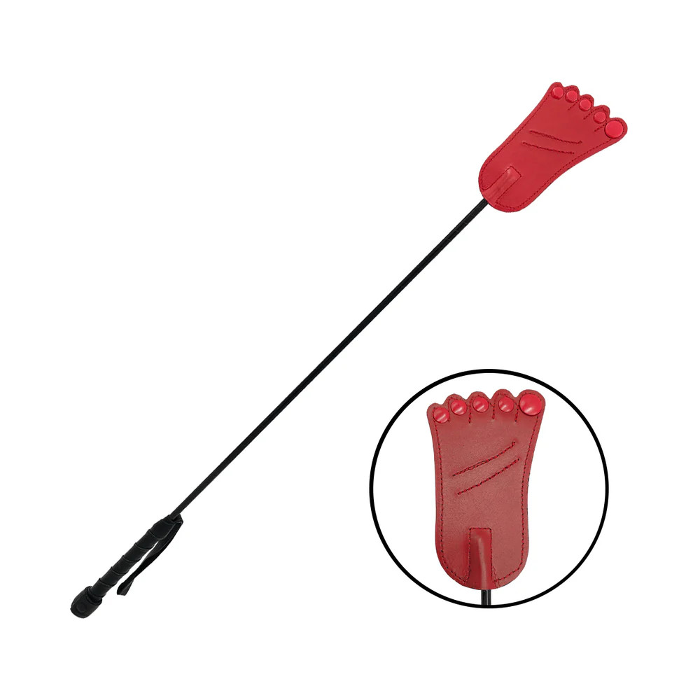 Rouge Leather Foot Riding Crop Red