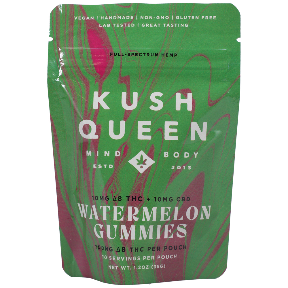 Kush Queen Watermelon Gummies 10 mg Delta 8 Thc + 10mg Cbd 10 Pcs