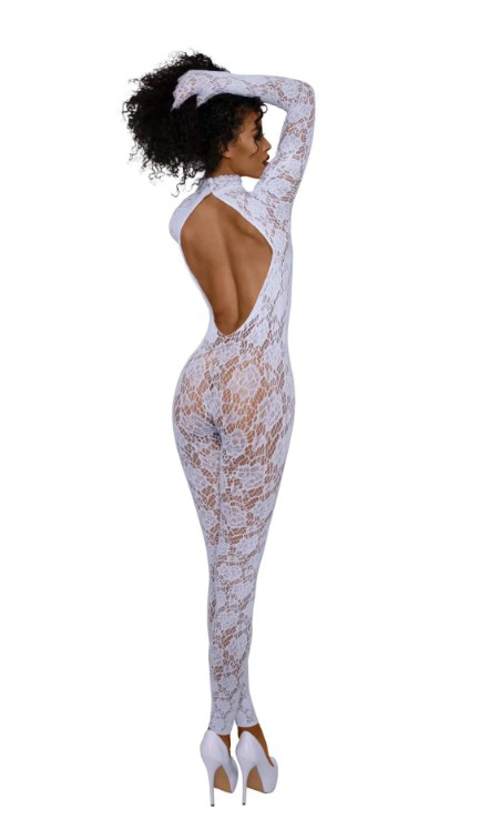 Gloved Bodystocking Dmnd - Os - White