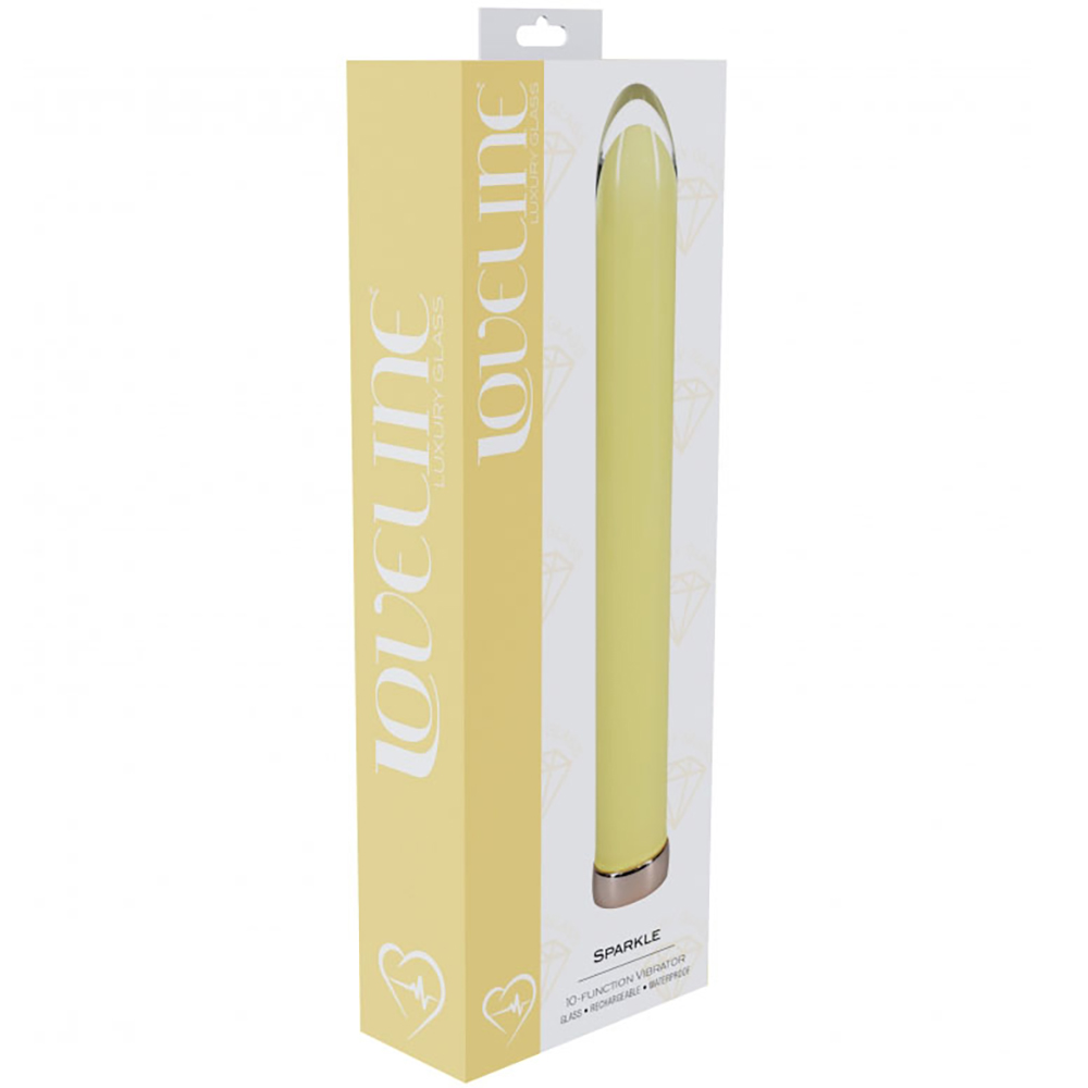 Loveline Sparkle 6.3" Glass Vibrator Yellow