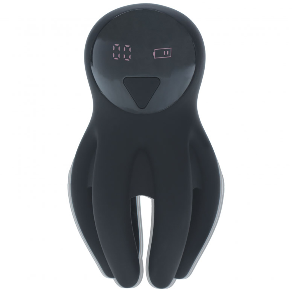 Levelz Digital Vibrating Silicone Penis Head Stimulator With Tentacles Black