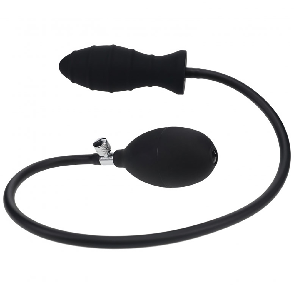 Levelz Ribbed Inflatable Silicone Anal Plug Black