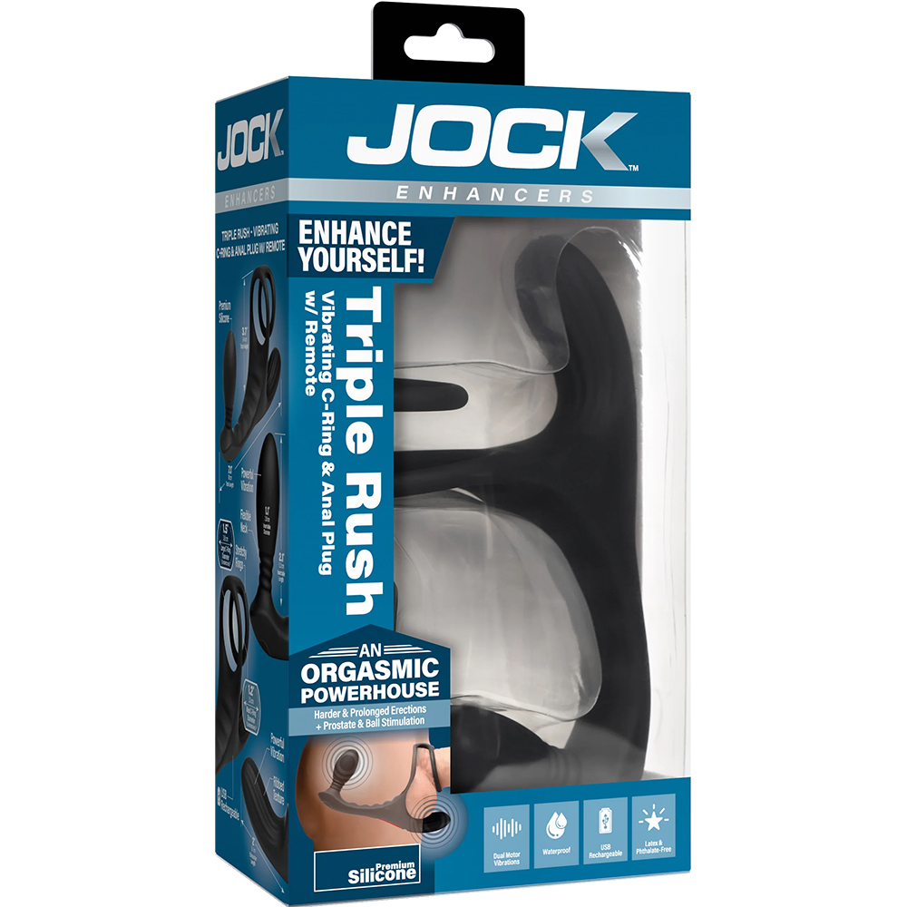Jock Enhancers Triple Rush Vibrating C-Ring & Anal Plug W/ Remote