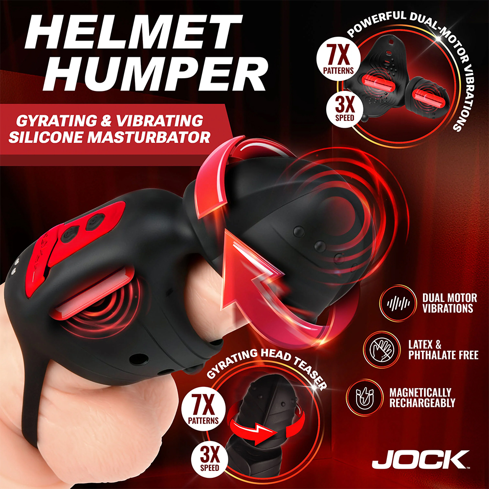 Jock Advanced Helmet Humper Gyrating & Vibrating Silicone Masturbator