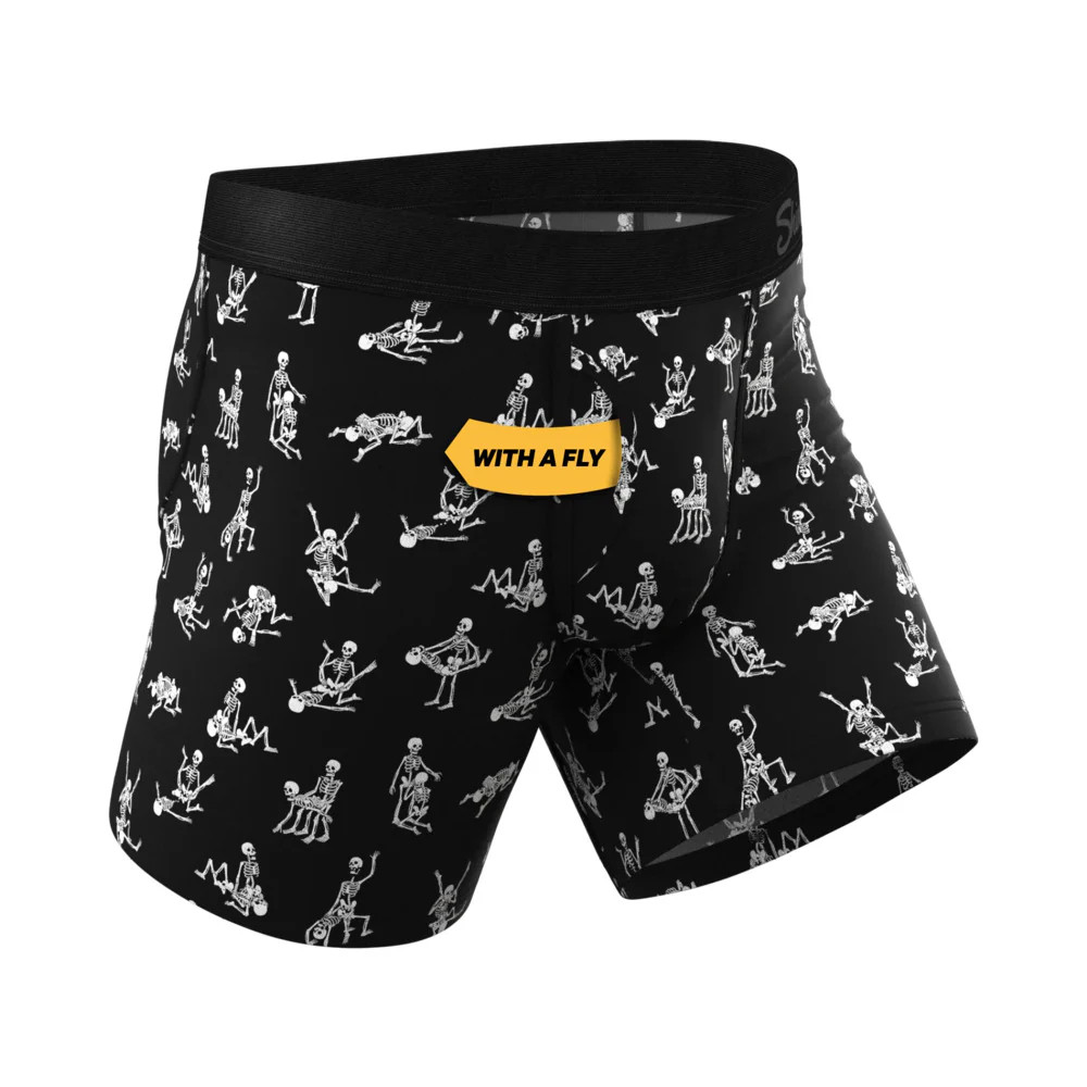 Shinesty The Bare Back Bones Glow-in-the-Dark Skeletons Ball Hammock Pouch Underwear with Fly 5XL