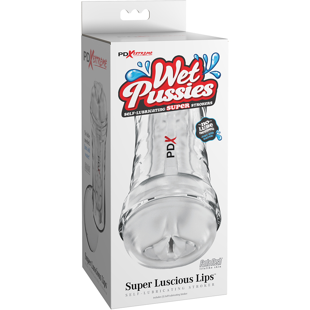 PDX Extreme Wet Pussies Super Luscious Lips Self-Lubricating Stroker Frosted