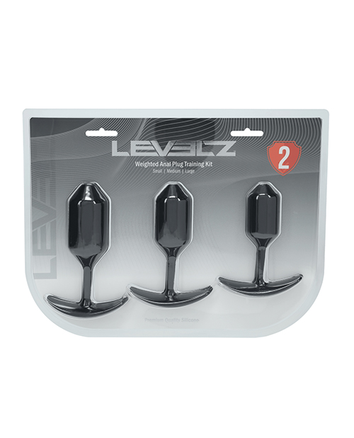 Shots Levelz Silicone Weighted Anal Plug Training Kit Set of 3 - Black