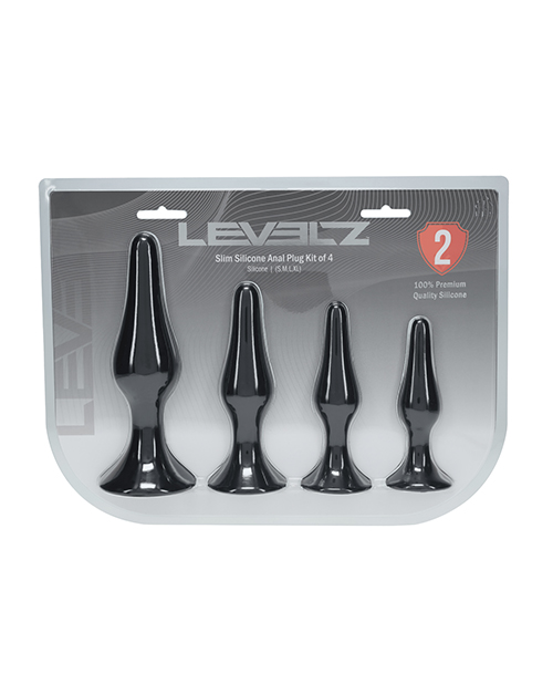 Shots Levelz Slim Silicone Anal Plug Kit of 4 - Black