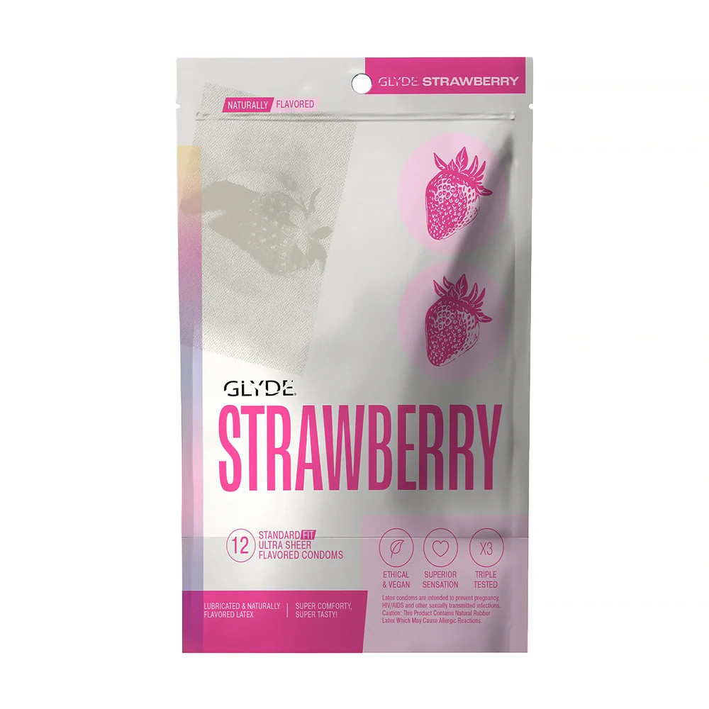 GLYDE Ultrathin Latex Condom Strawberry Flavored 12-Count