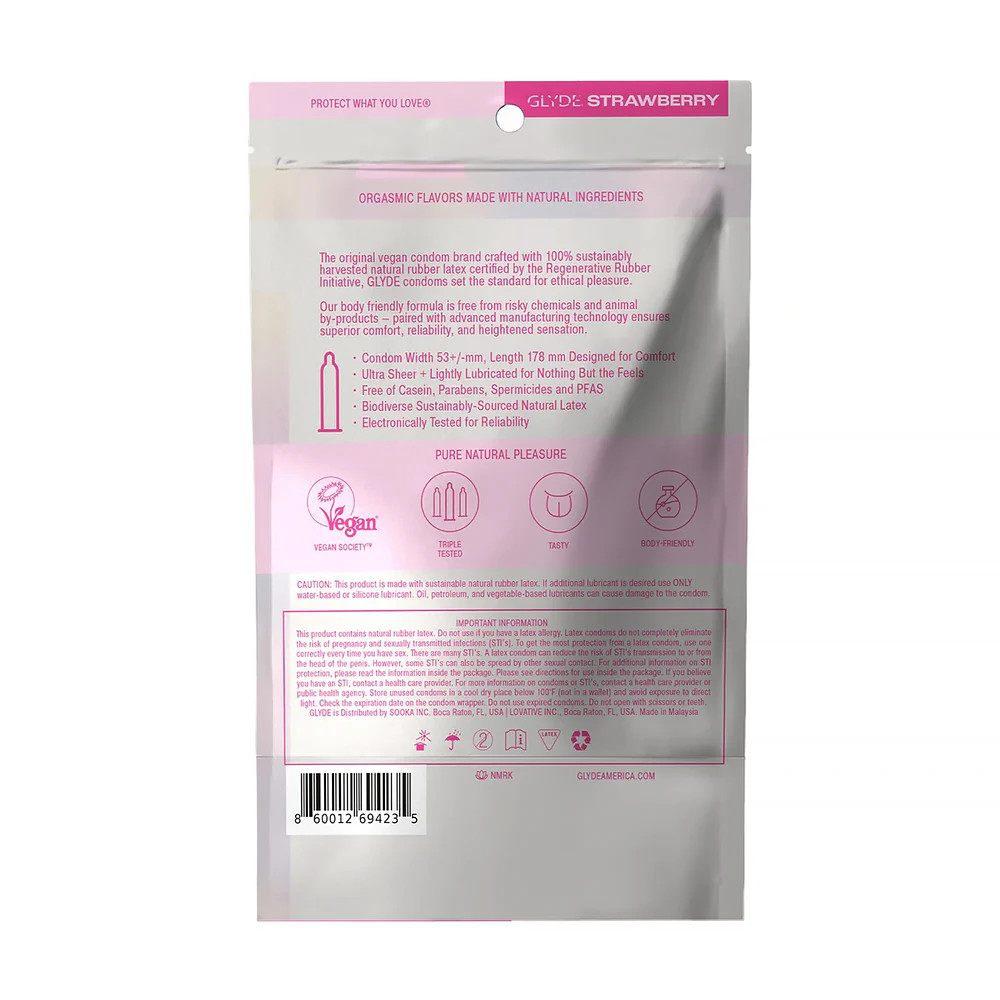 GLYDE Ultrathin Latex Condom Strawberry Flavored 12-Count