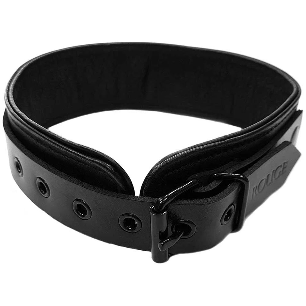 Rouge Leather Black Collar With Black Hardware