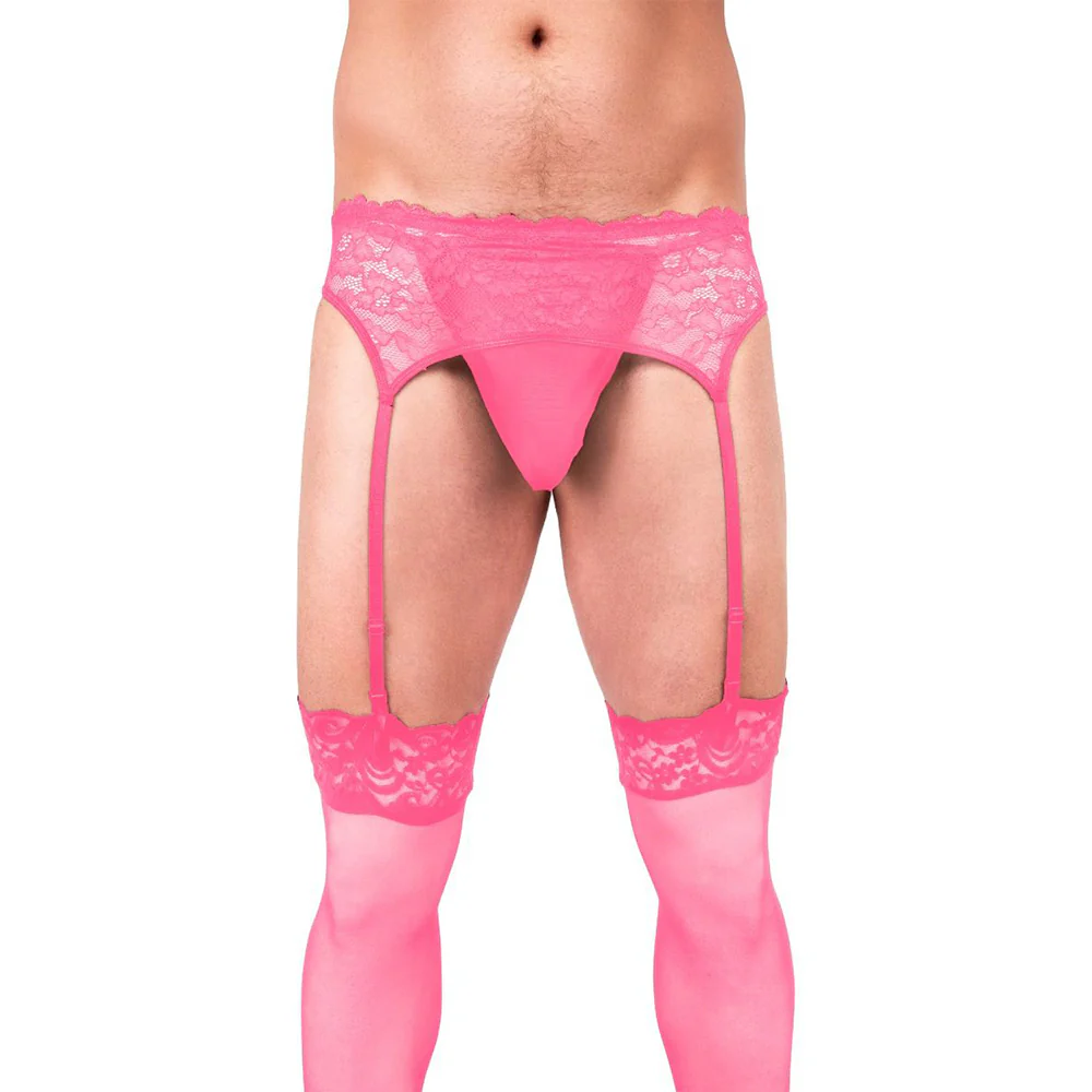 Prowler Lace Garter Set Pink M