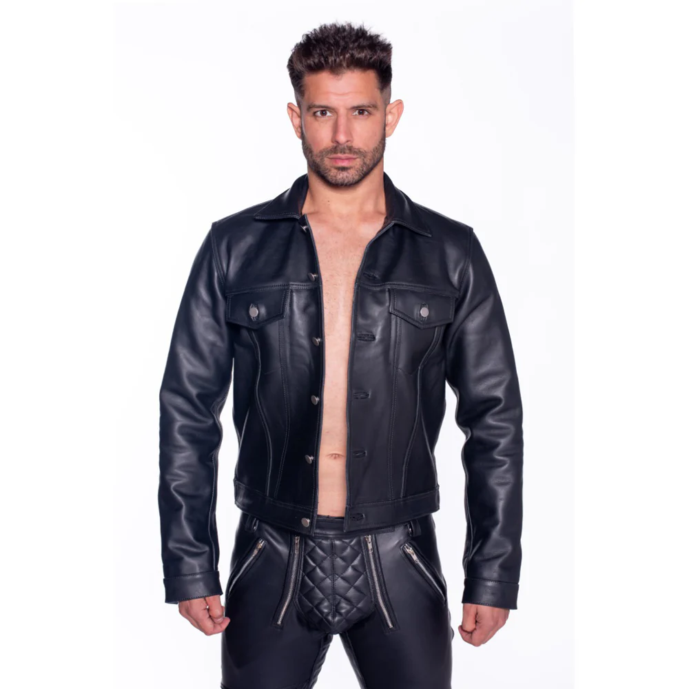 Prowler RED Leather Trucker Jacket L