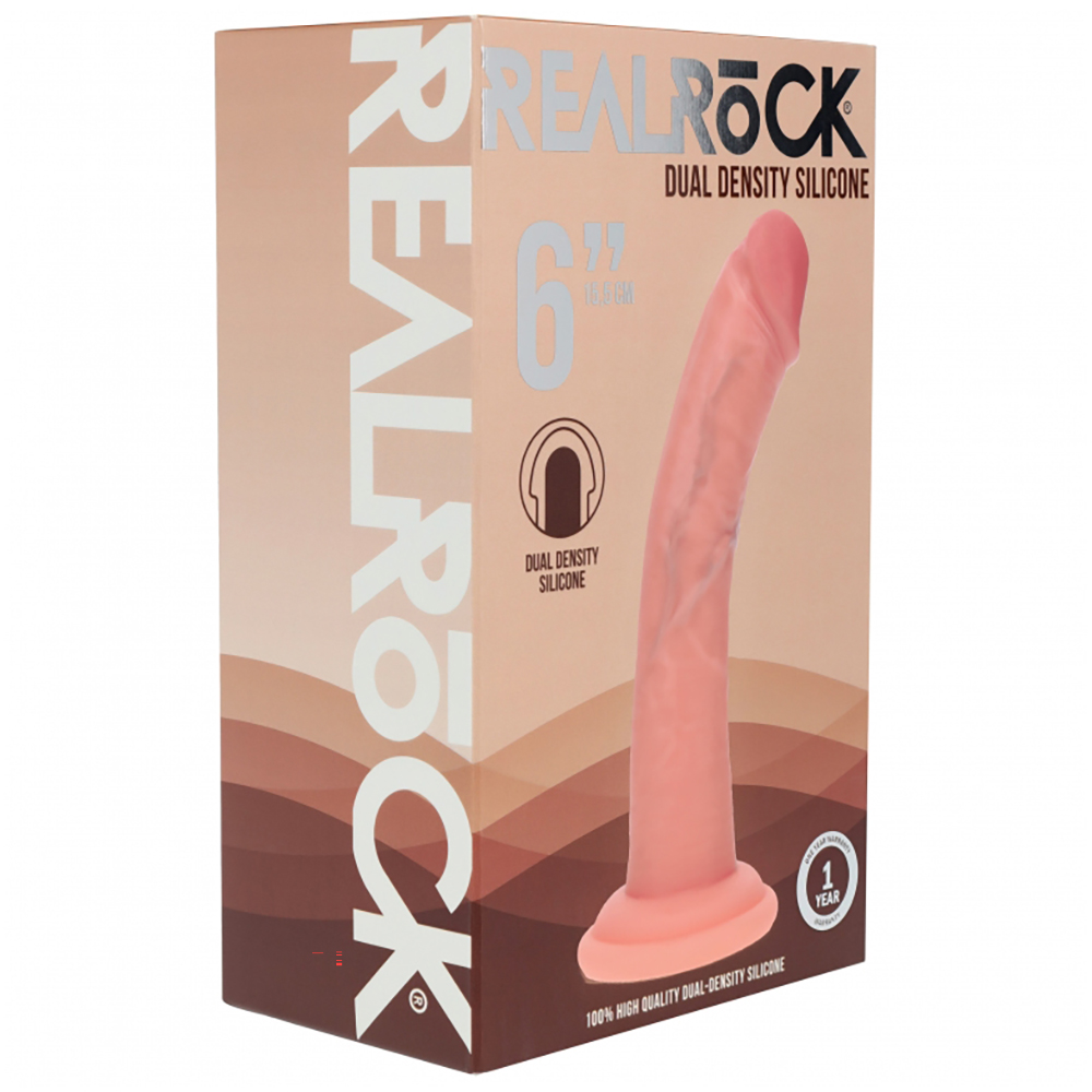 Realrock Dual Layered Curved Realistic Dildo 6" Flesh