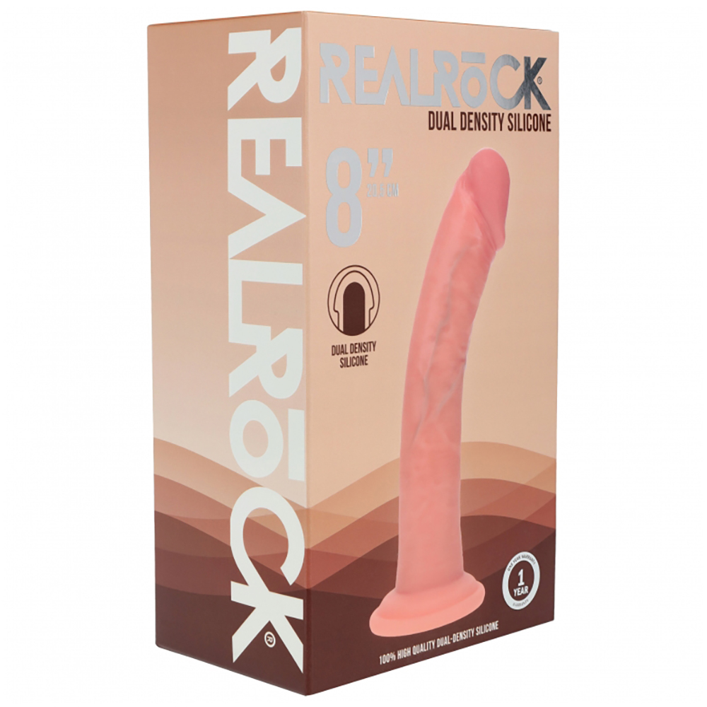 Realrock Dual Layered Curved Realistic Dildo 8" Flesh
