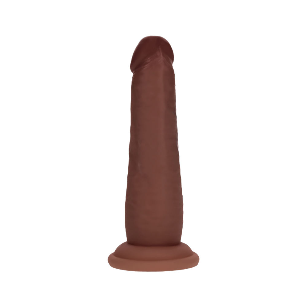 Realrock Dual Layered Realistic Sliding Skin Dildo 6" Brown