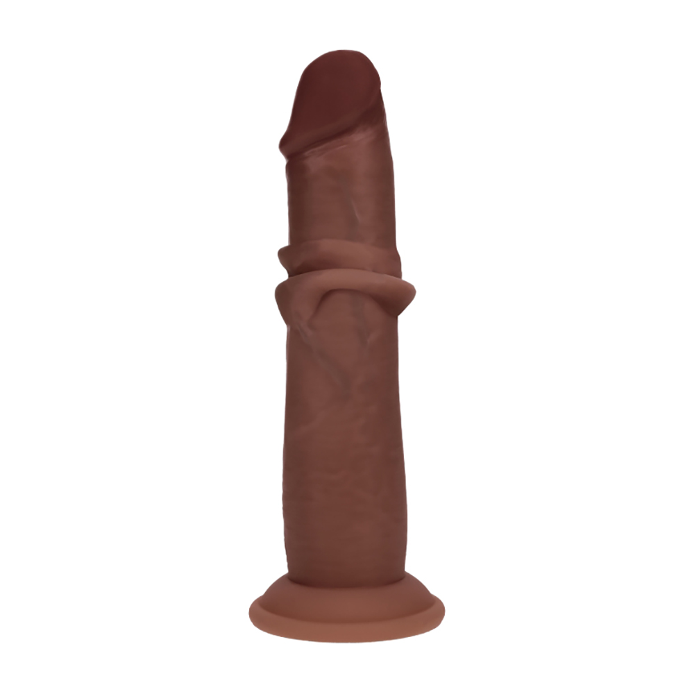 Realrock Dual Layered Realistic Sliding Skin Dildo 7" Brown