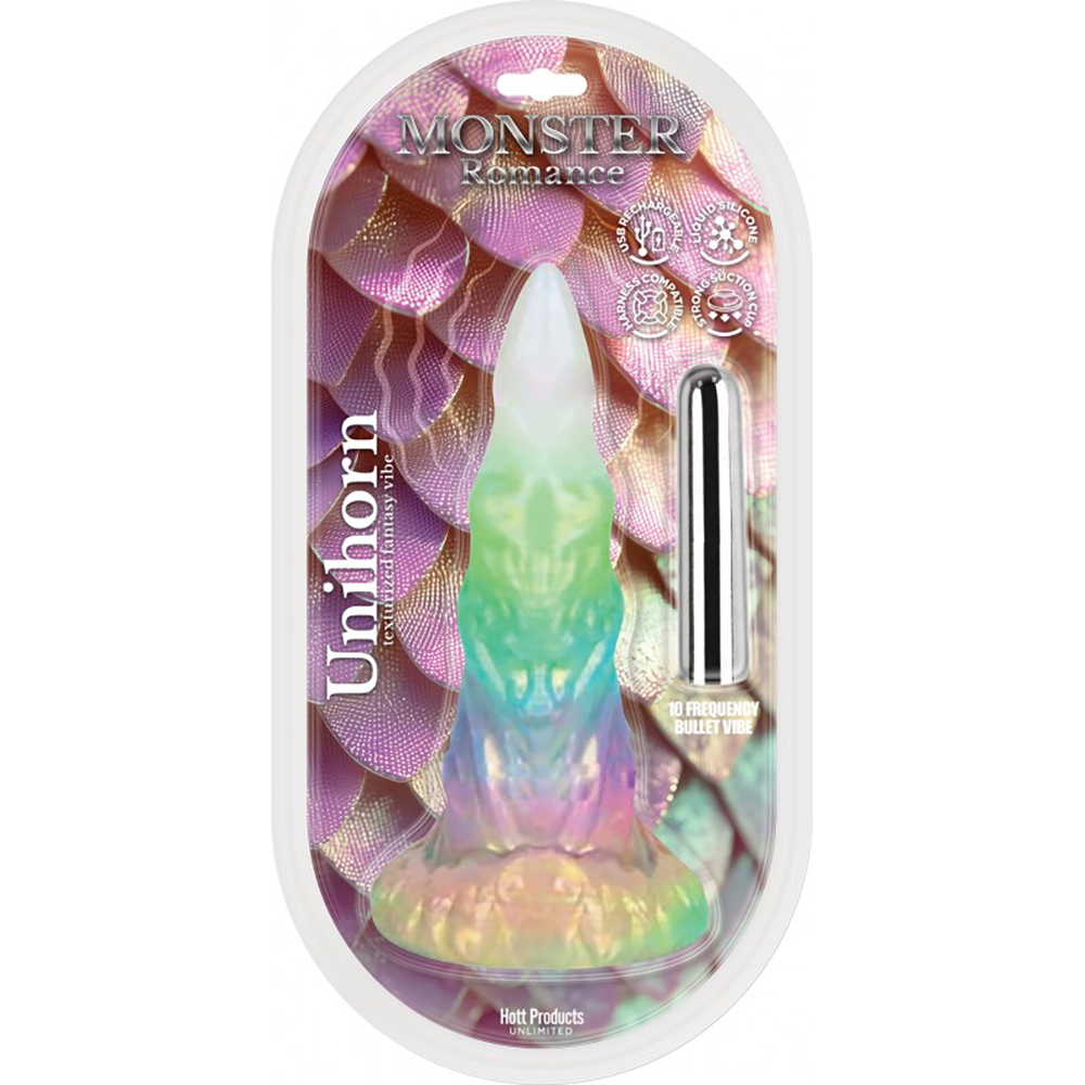 Monster Romance Unihorn Contoured Dildo With Multi-Speed Bullet
