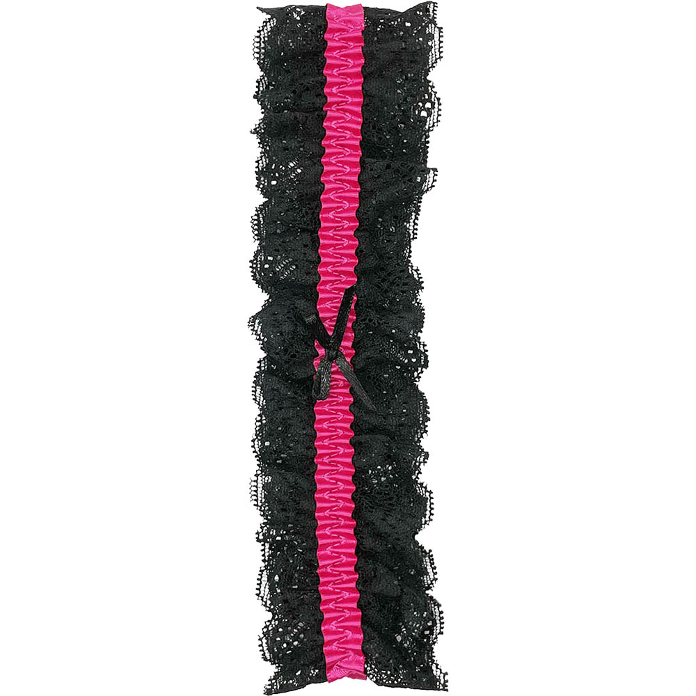 Lace Garter Black/Hot Pink O/S