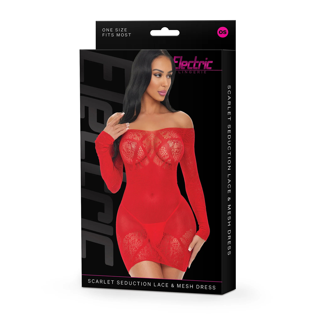 Electric Lingerie Scarlet Seduction Lace & Mesh Dress O/S