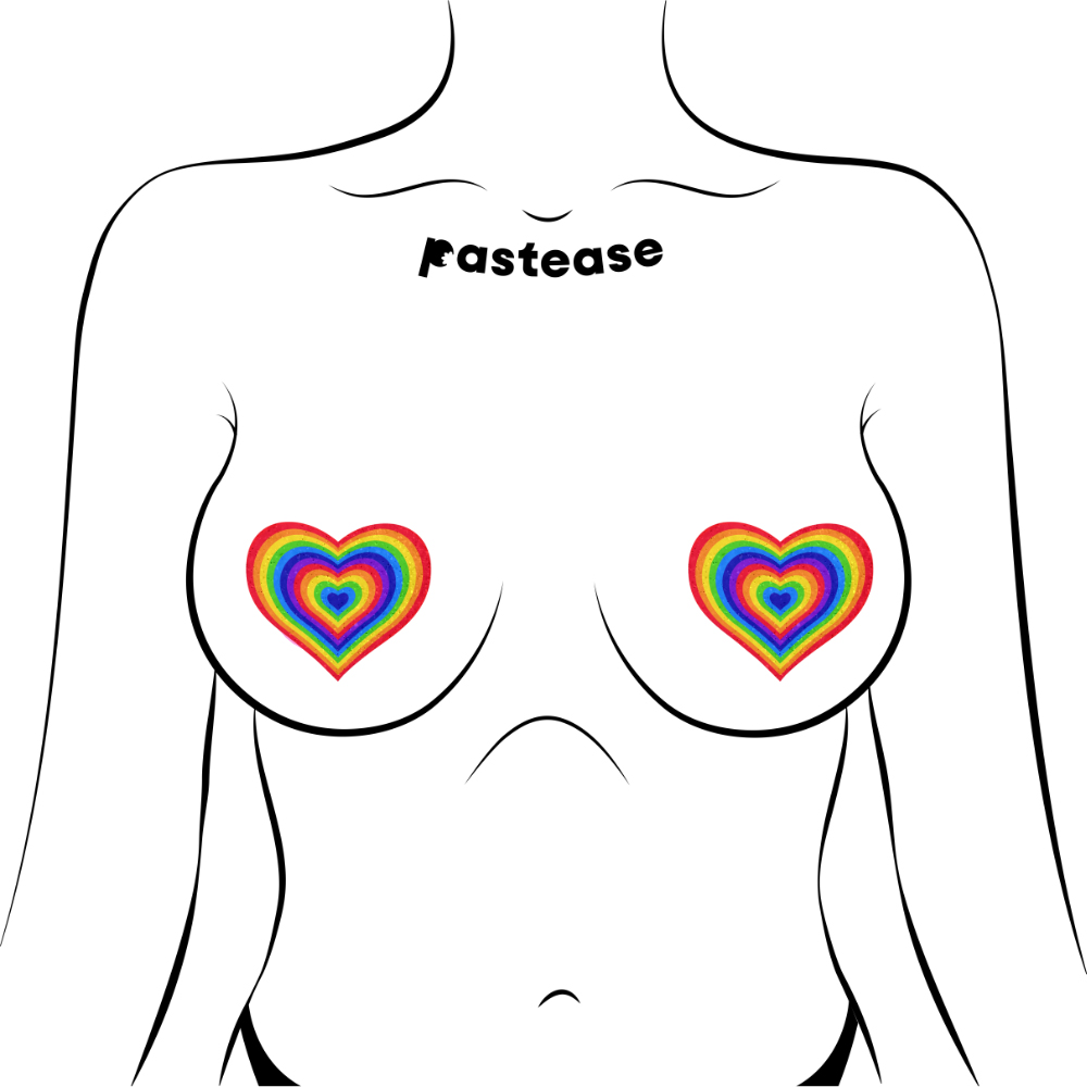 Pastease Love Velvet Rainbow Pumping Heart Nipple Pasties