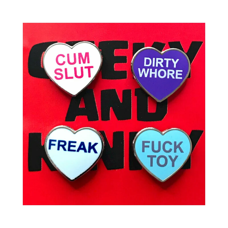 Geeky & Kinky Heart Pin 4-Pack (Cum Slut