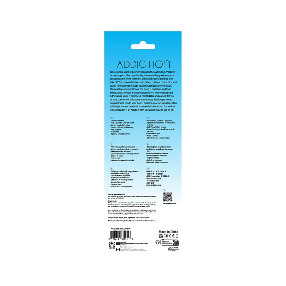 Addiction 7 in. Silicone Hollow Dong Strap-On Beige