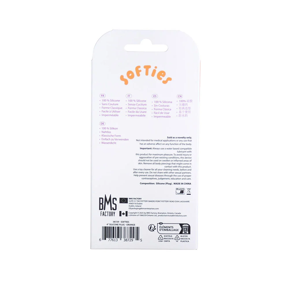 Softies Dual Layer Butt Plug 4 in. Orange
