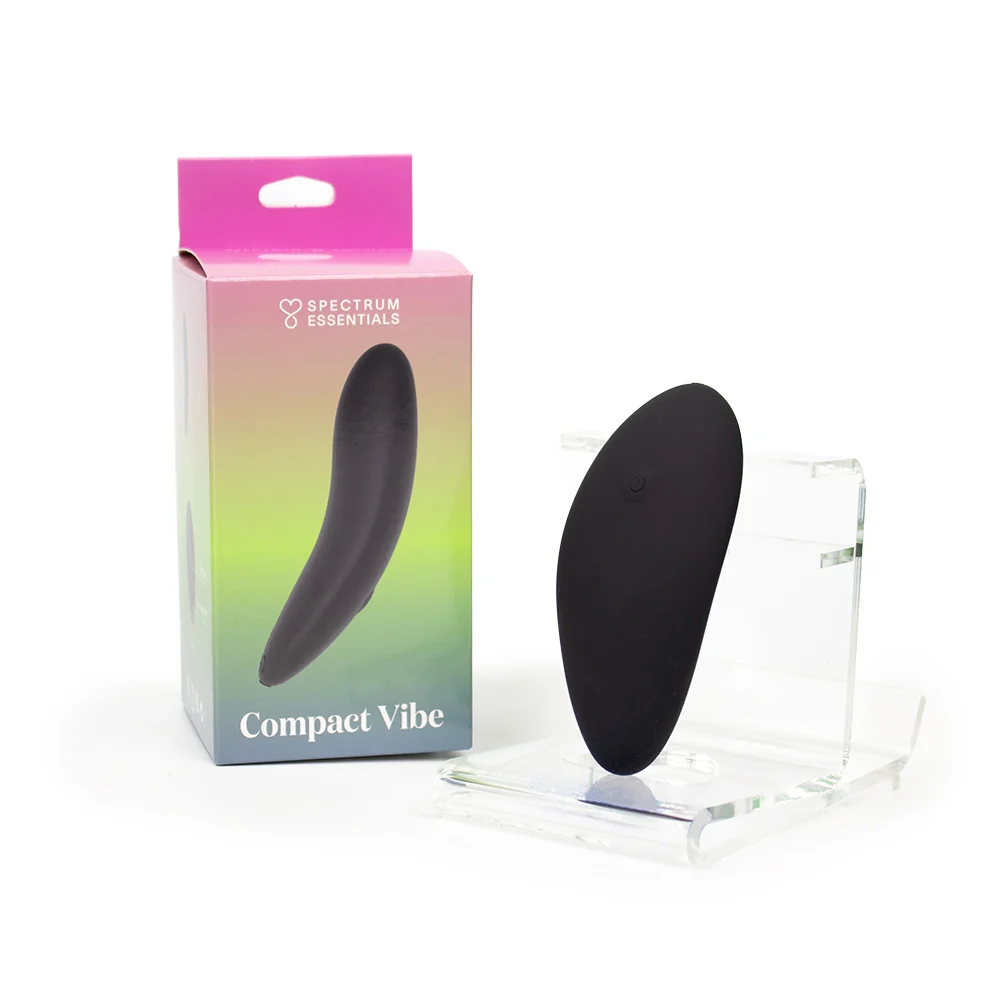 Spectrum Essentials Rechargeable Silicone Compact External Vibrator Black