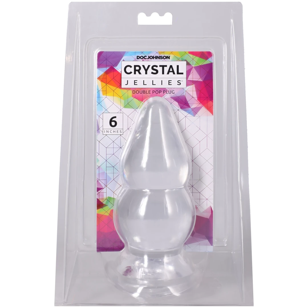 Crystal Jellies - Double Pop Plug - 6 Inch Clear