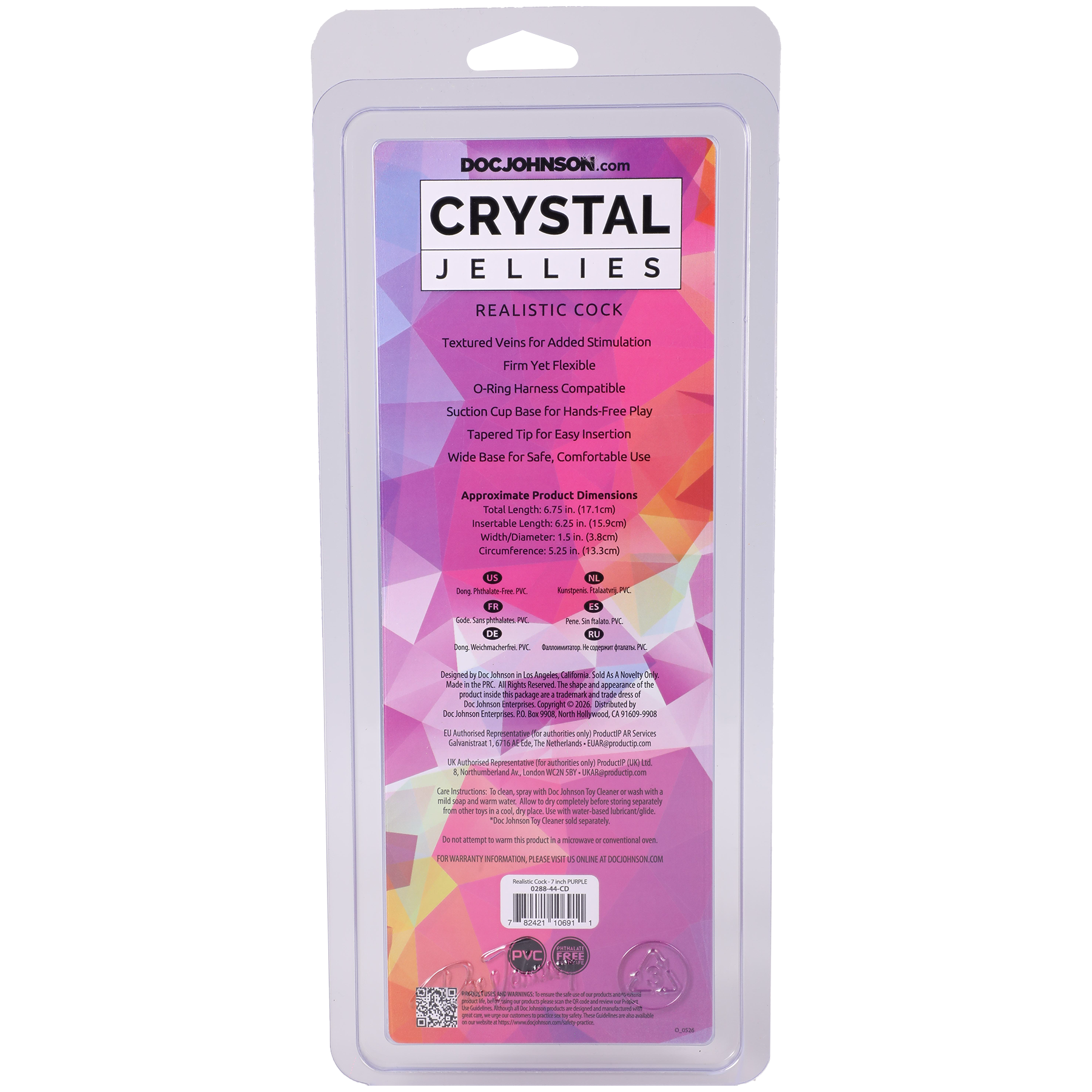 Crystal Jellies - Realistic Cock - 7 Inch Purple