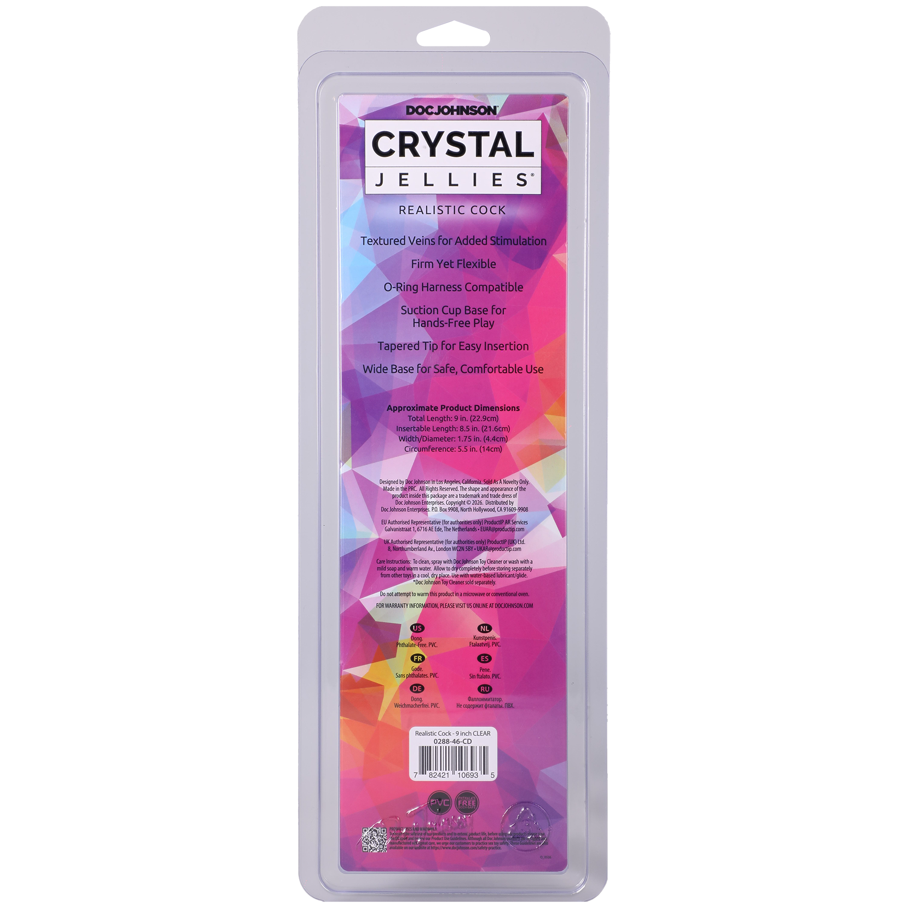 Crystal Jellies - Realistic Cock - 9 Inch Clear