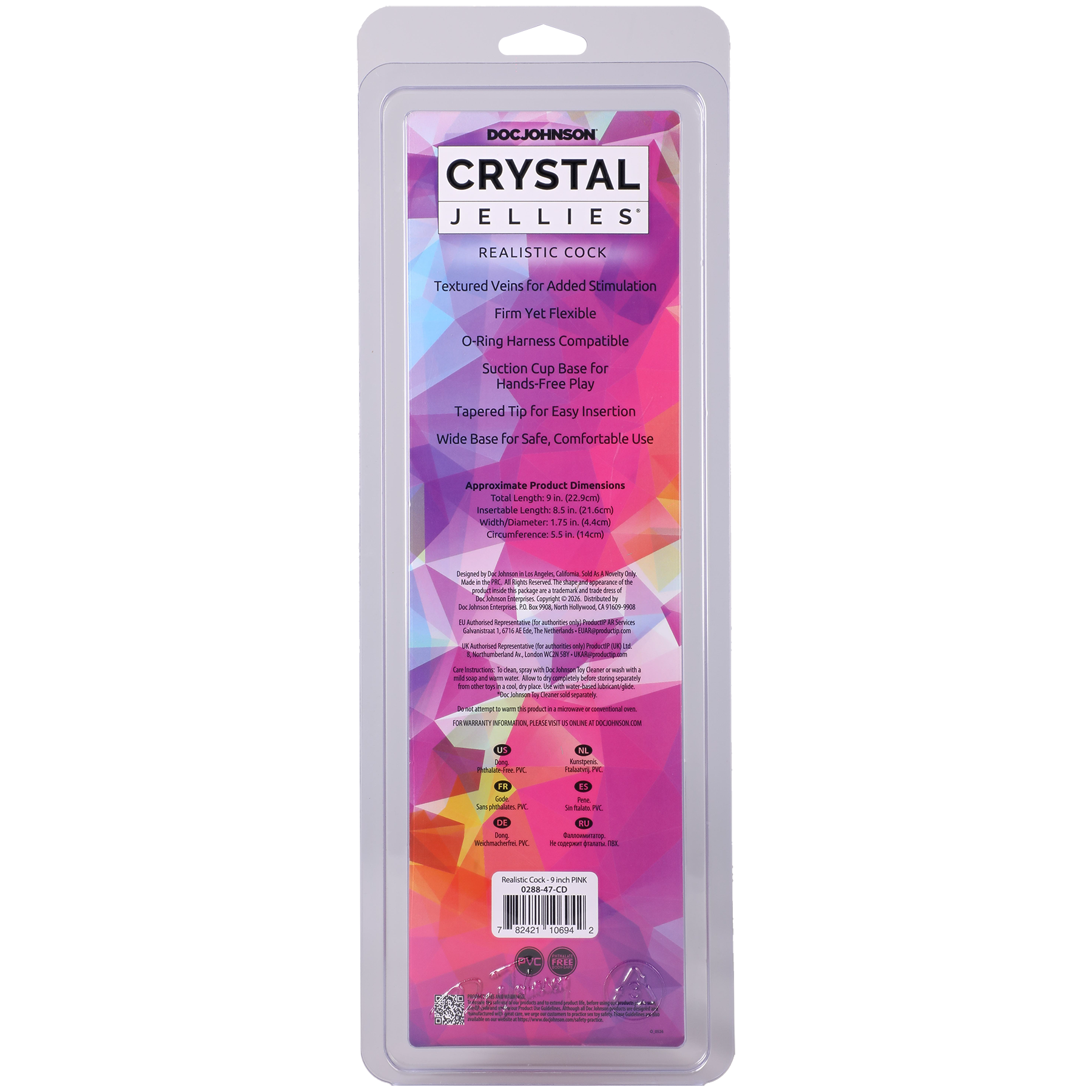 Crystal Jellies - Realistic Cock - 9 Inch Pink