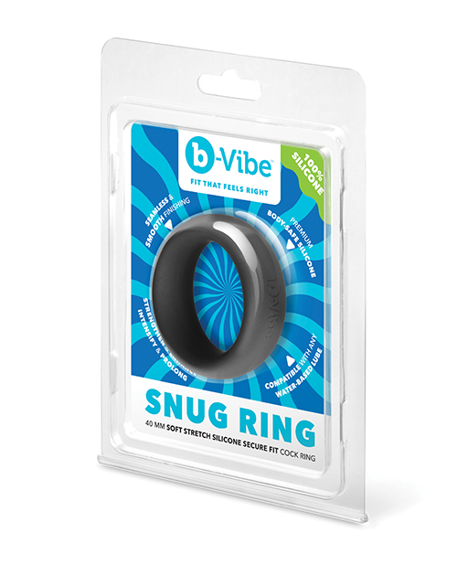 b-Vibe Snug Ring 40 mm Soft Stretch Silicone Secure Fit Cock Ring - Black