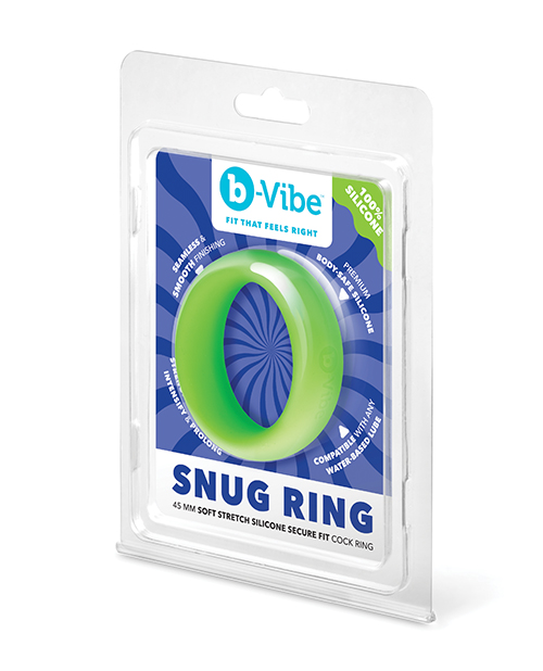 b-Vibe Snug Ring 45 mm Soft Stretch Silicone Secure Fit Cock Ring - Green