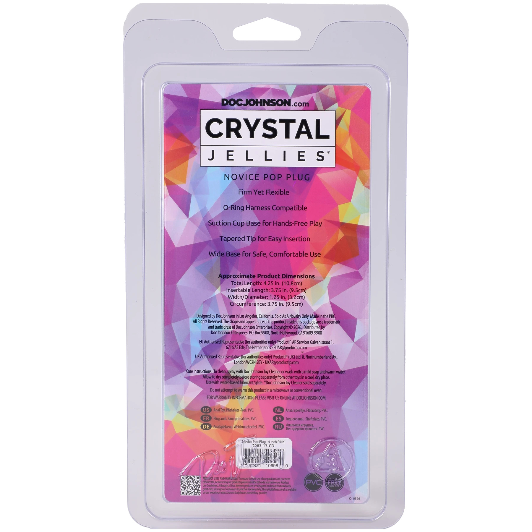 Crystal Jellies - Novice Pop Plug - 4 Inch Pink