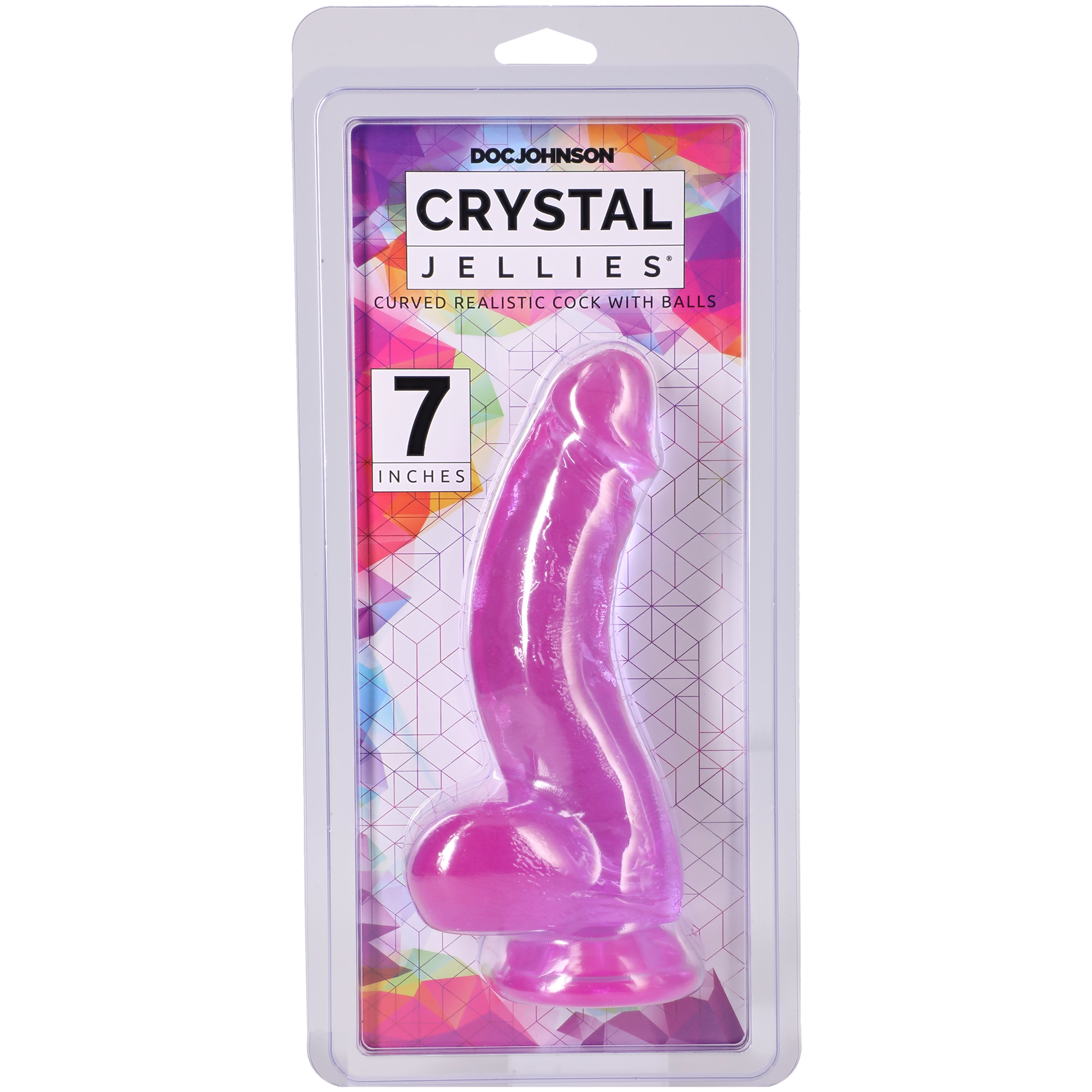 Crystal Jellies - Curved Realistic Cock With Balls - 7 Inch Purple