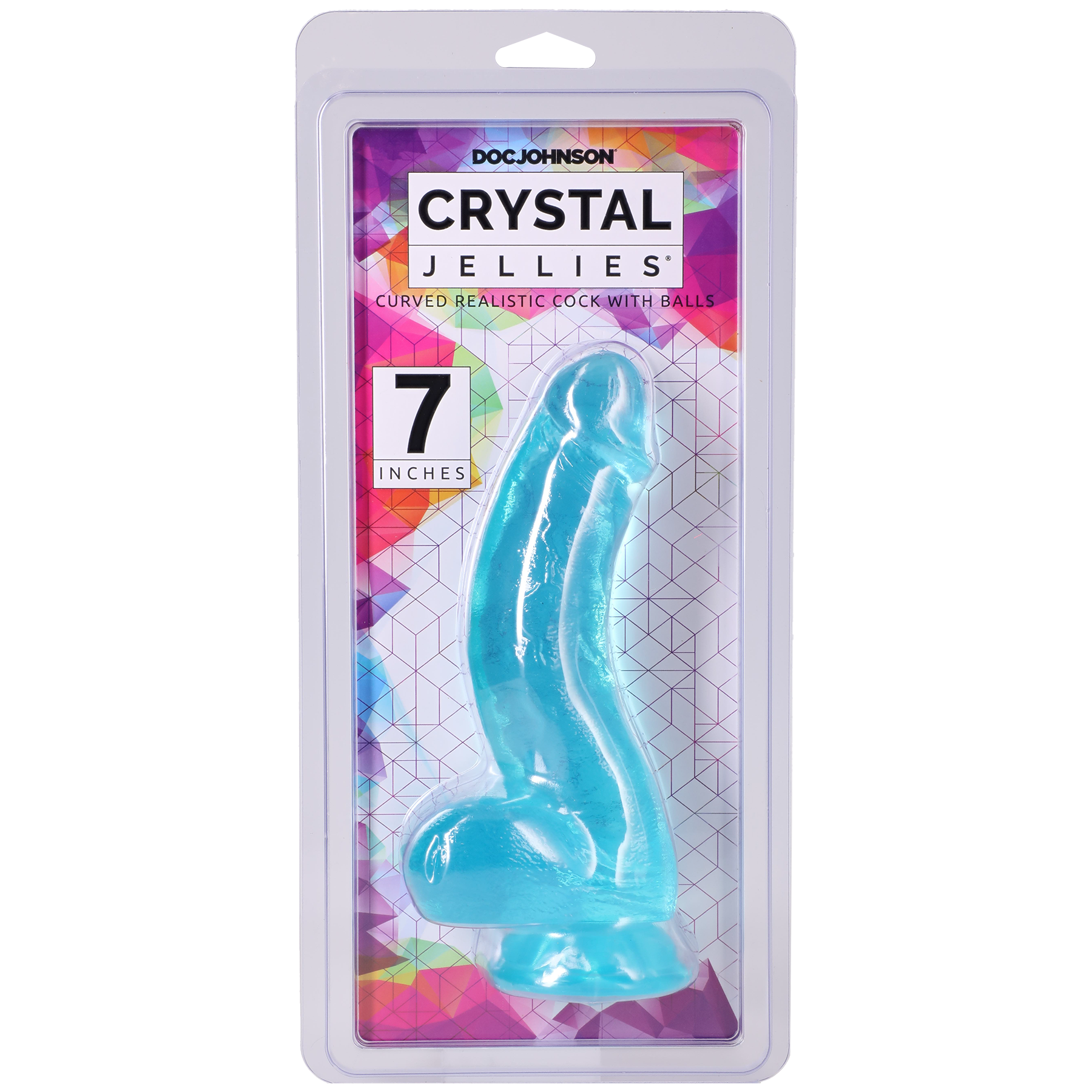 Crystal Jellies - Curved Realistic Cock With Balls - 7 Inch Teal