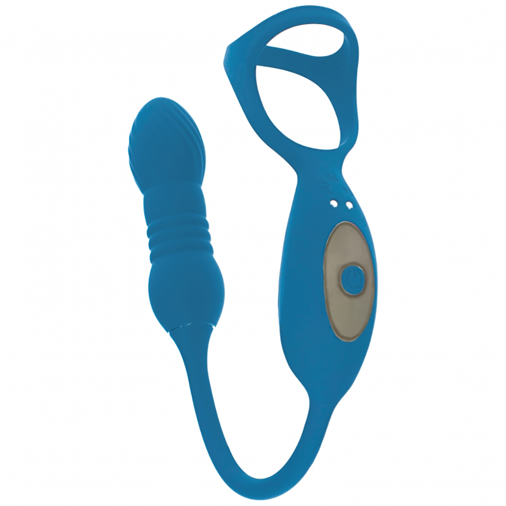 Levelz Vibrating & Thrusting Tri O Cock Ring With Prostate Stimulator Teal