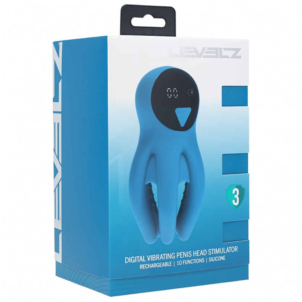 Levelz Digital Vibrating Penis Head Stimulator With Tentacles Teal