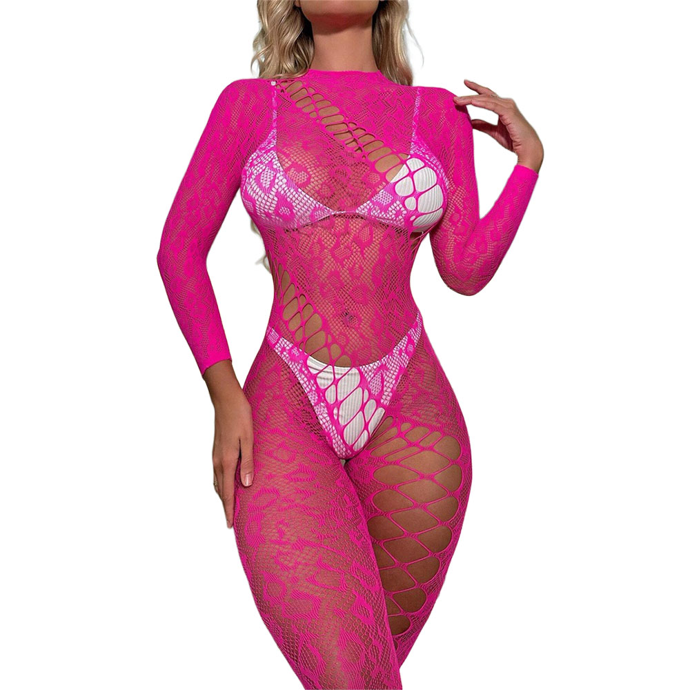 Black Pearl Leopard Lace Catsuit Pink