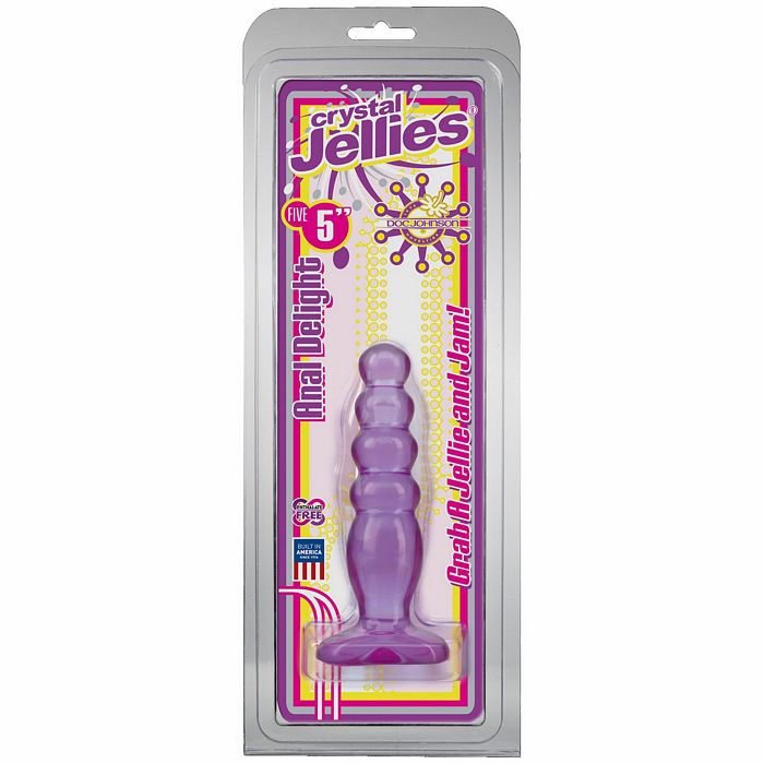 Doc Johnson Crystal Jellies 5" Anal Beads Delight - Purple