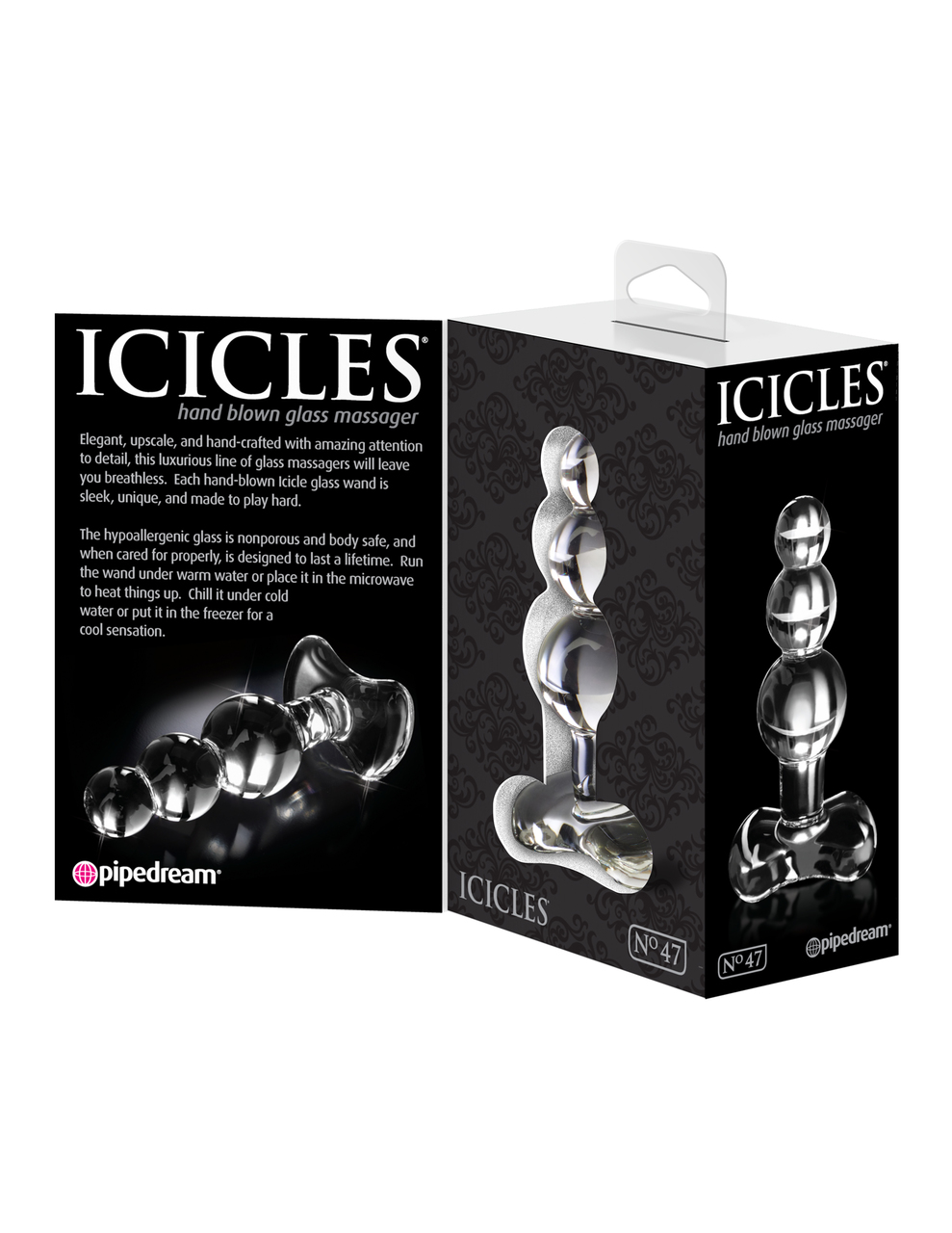 Pipedream Icicles No. 47 Hand Blown Glass Butt Plug - Clear
