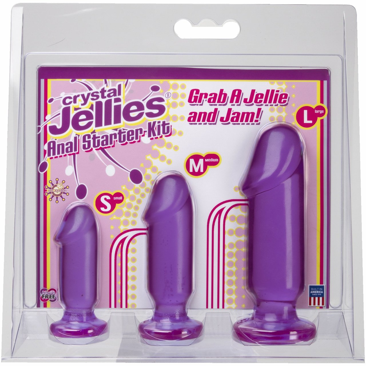 Doc Johnson Crystal Jellies Anal Starter Butt Plug Kit - Purple