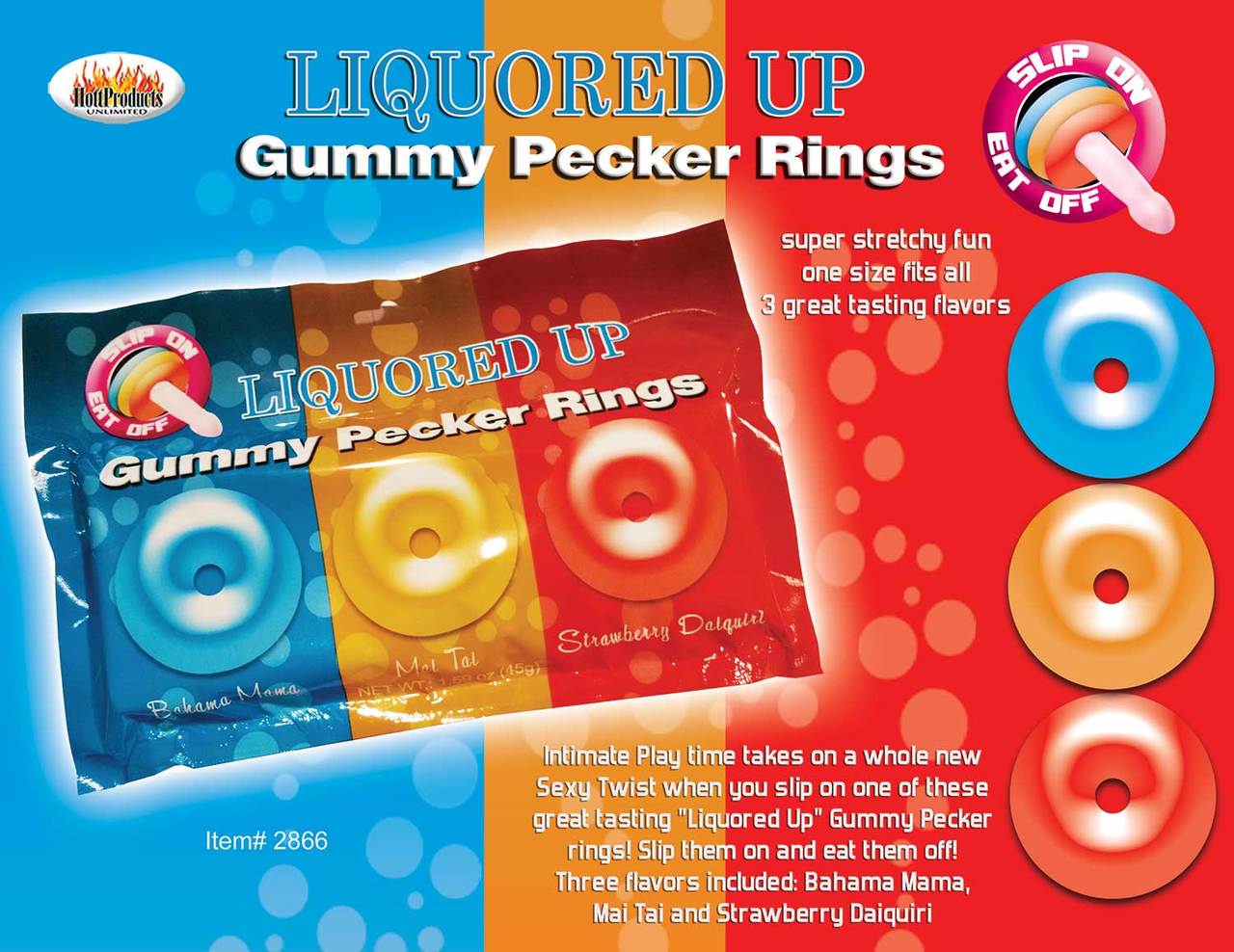 Hott Products Liquored Up Pecker Gummy Rings - Pack Of 3