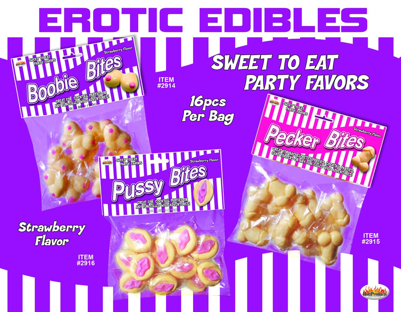 Hott Products Pecker Bites - Strawberry